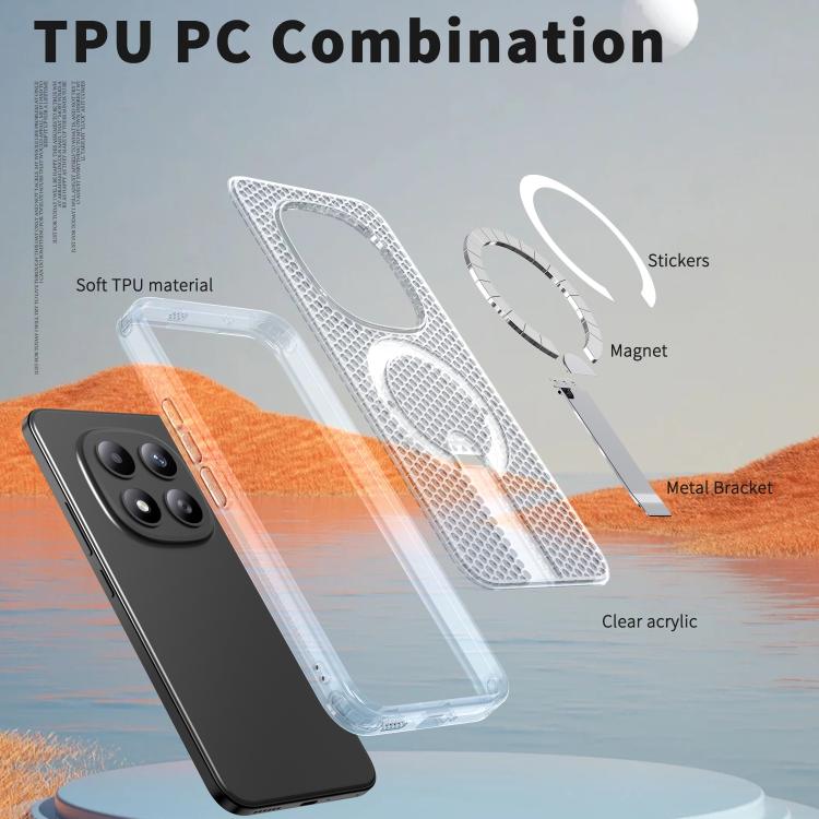 For Redmi Note 15 Pro+ 5G 163.3mm / Poco M8 Pro 5G Honeycomb Cooling MagSafe Holder Phone Case