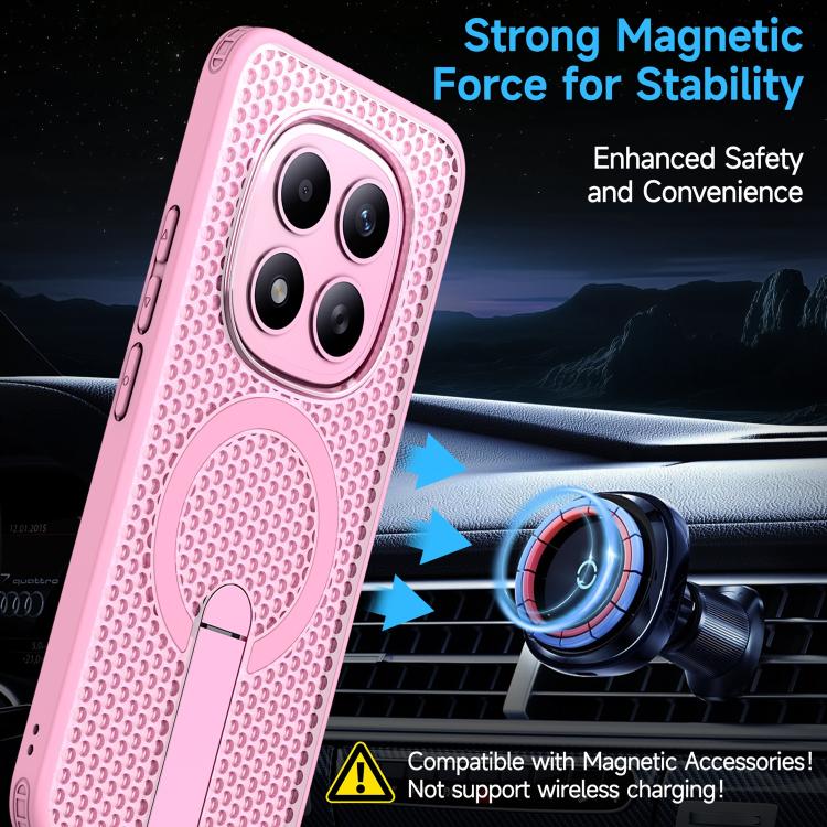 For Redmi Note 15 Pro+ 5G 163.3mm / Poco M8 Pro 5G Honeycomb Cooling MagSafe Holder Phone Case