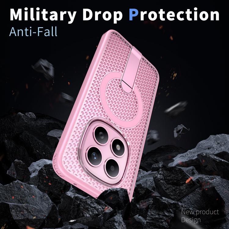 For Redmi Note 15 Pro+ 5G 163.3mm / Poco M8 Pro 5G Honeycomb Cooling MagSafe Holder Phone Case