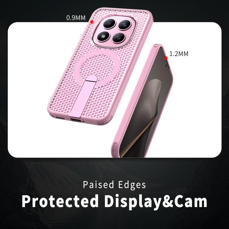 For Redmi Note 15 Pro+ 5G 163.3mm / Poco M8 Pro 5G Honeycomb Cooling MagSafe Holder Phone Case