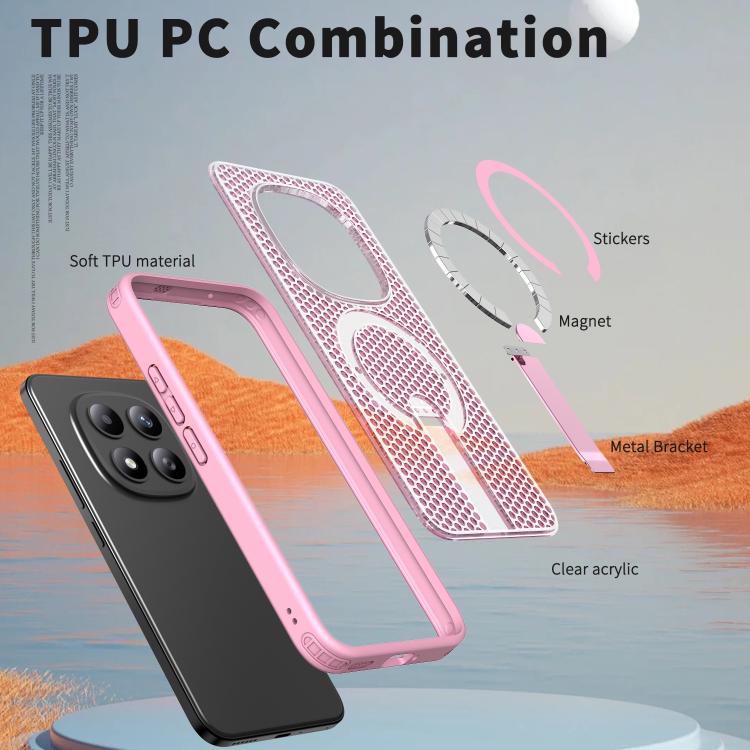 For Redmi Note 15 Pro+ 5G 163.3mm / Poco M8 Pro 5G Honeycomb Cooling MagSafe Holder Phone Case