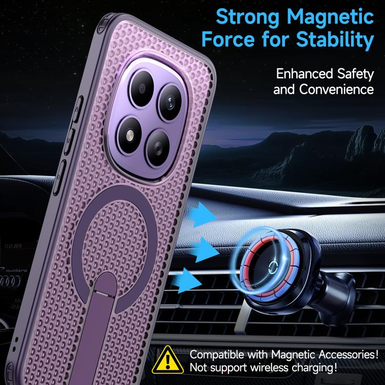 For Redmi Note 15 Pro+ 5G 163.3mm / Poco M8 Pro 5G Honeycomb Cooling MagSafe Holder Phone Case