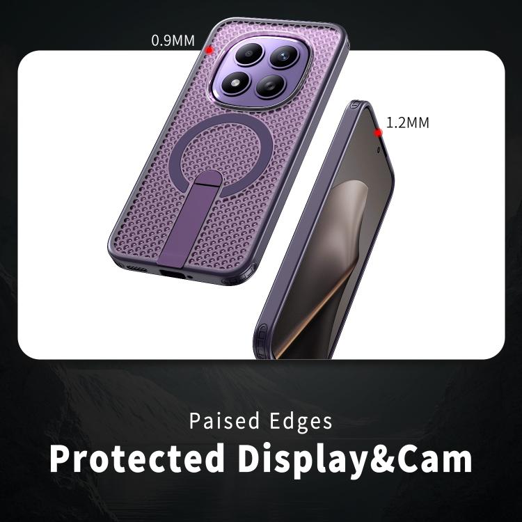 For Redmi Note 15 Pro+ 5G 163.3mm / Poco M8 Pro 5G Honeycomb Cooling MagSafe Holder Phone Case
