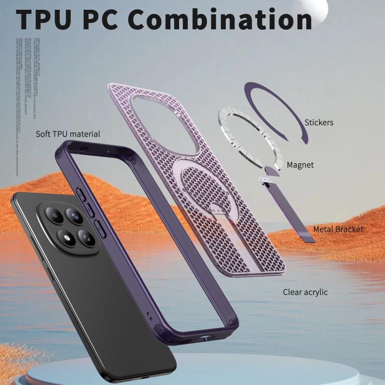 For Redmi Note 15 Pro+ 5G 163.3mm / Poco M8 Pro 5G Honeycomb Cooling MagSafe Holder Phone Case