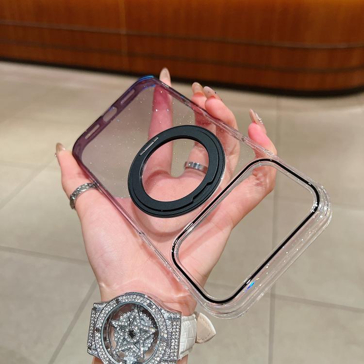 For iPhone 17 Pro Max Transparent Gradient 360 Degree Rotation Holder MagSafe Phone Case