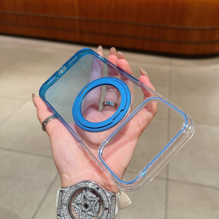 For iPhone 17 Pro Transparent Gradient 360 Degree Rotation Holder MagSafe Phone Case