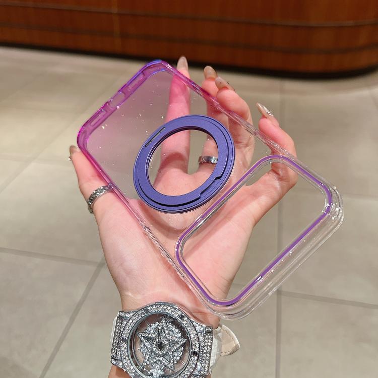 For iPhone 17 Pro Transparent Gradient 360 Degree Rotation Holder MagSafe Phone Case