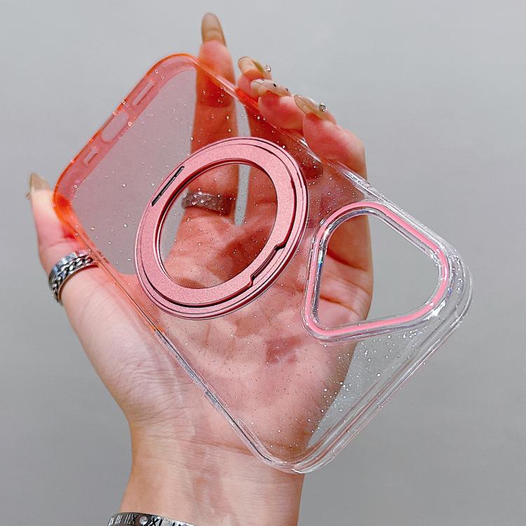For iPhone 17 Transparent Gradient 360 Degree Rotation Holder MagSafe Phone Case