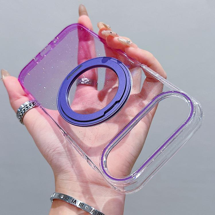 For iPhone Air Transparent Gradient 360 Degree Rotation Holder MagSafe Phone Case