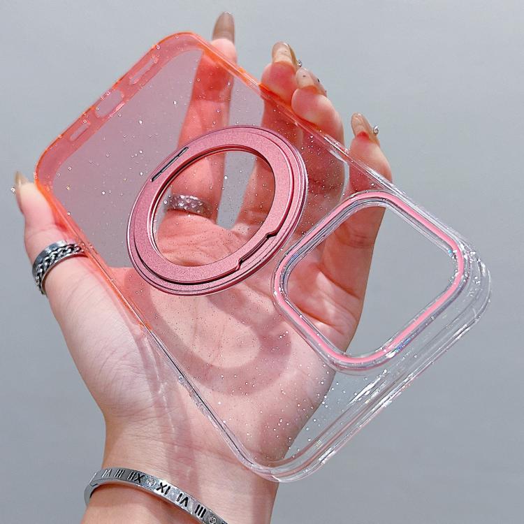 For iPhone 16 Pro Max Transparent Gradient 360 Degree Rotation Holder MagSafe Phone Case