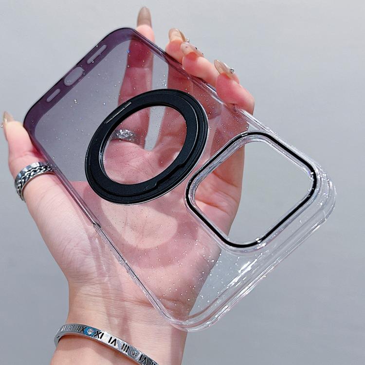 For iPhone 16 Pro Max Transparent Gradient 360 Degree Rotation Holder MagSafe Phone Case