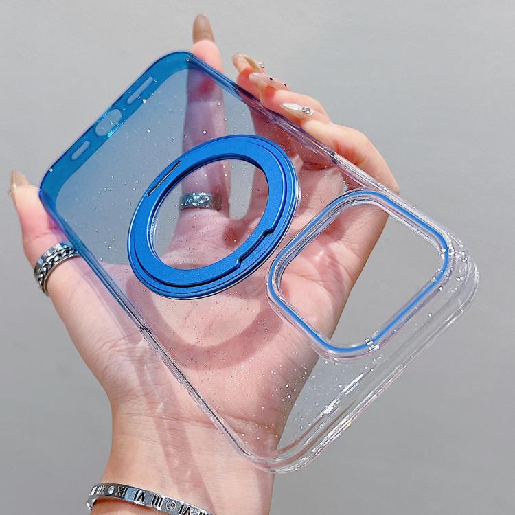 For iPhone 16 Pro Max Transparent Gradient 360 Degree Rotation Holder MagSafe Phone Case
