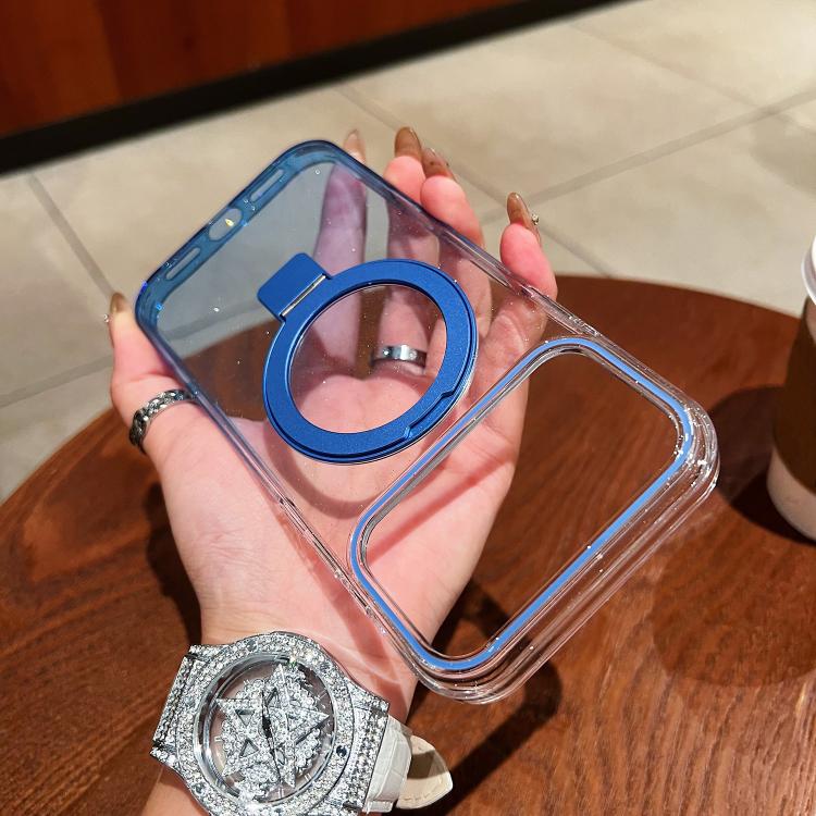 For iPhone 17 Pro Transparent Gradient Metal Ring Holder MagSafe Phone Case