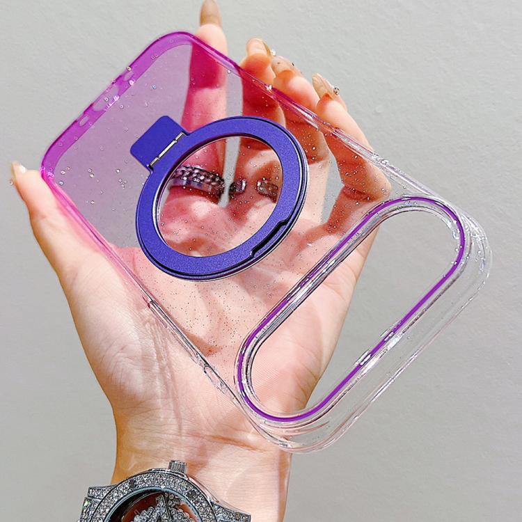 For iPhone Air Transparent Gradient Metal Ring Holder MagSafe Phone Case