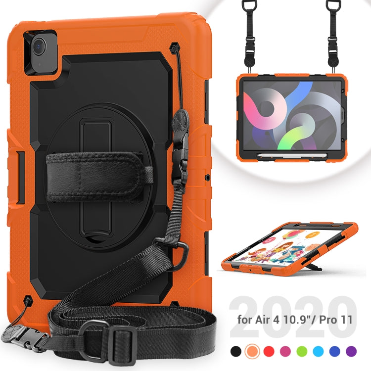 Shockproof Colorful Silicone + PC Protective Case with Holder & Shoulder Strap & Hand Strap & Pen Slot For iPad Air 2022 / 2020 10.9