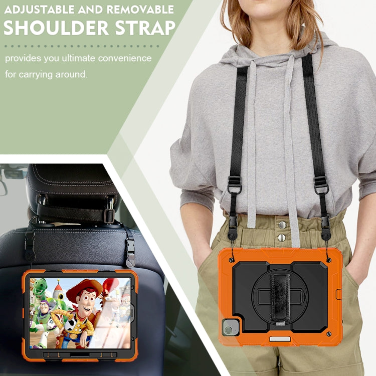 Shockproof Colorful Silicone + PC Protective Case with Holder & Shoulder Strap & Hand Strap & Pen Slot For iPad Air 2022 / 2020 10.9
