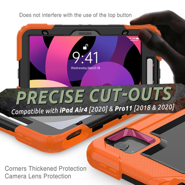 Shockproof Colorful Silicone + PC Protective Case with Holder & Shoulder Strap & Hand Strap & Pen Slot For iPad Air 2022 / 2020 10.9