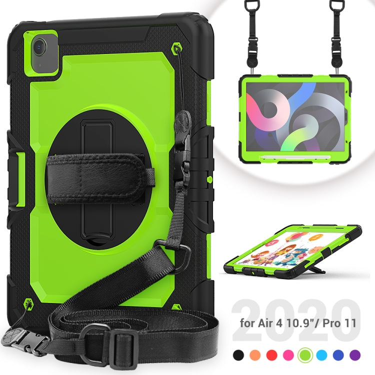 Shockproof Colorful Silicone + PC Protective Case with Holder & Shoulder Strap & Hand Strap & Pen Slot For iPad Air 2022 / 2020 10.9