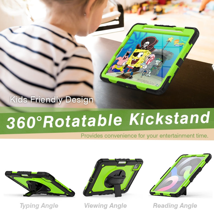 Shockproof Colorful Silicone + PC Protective Case with Holder & Shoulder Strap & Hand Strap & Pen Slot For iPad Air 2022 / 2020 10.9