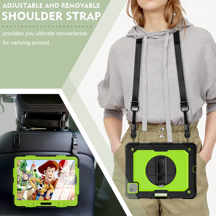 Shockproof Colorful Silicone + PC Protective Case with Holder & Shoulder Strap & Hand Strap & Pen Slot For iPad Air 2022 / 2020 10.9