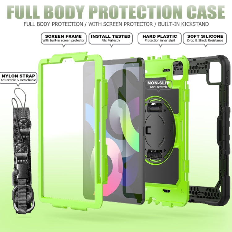 Shockproof Colorful Silicone + PC Protective Case with Holder & Shoulder Strap & Hand Strap & Pen Slot For iPad Air 2022 / 2020 10.9