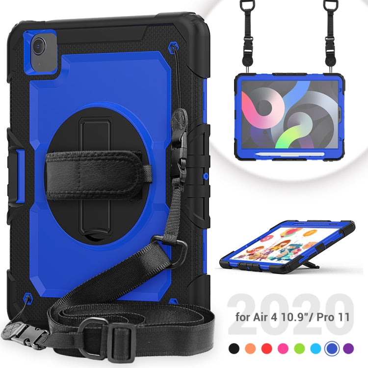 Shockproof Colorful Silicone + PC Protective Case with Holder & Shoulder Strap & Hand Strap & Pen Slot For iPad Air 2022 / 2020 10.9