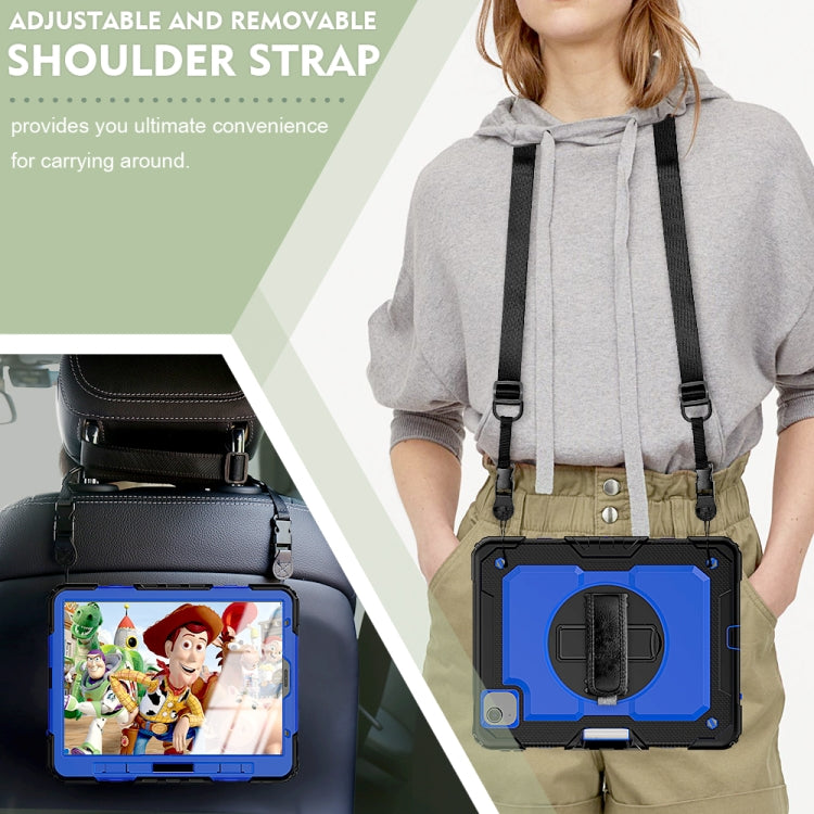 Shockproof Colorful Silicone + PC Protective Case with Holder & Shoulder Strap & Hand Strap & Pen Slot For iPad Air 2022 / 2020 10.9