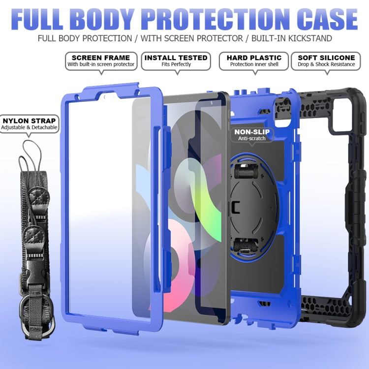Shockproof Colorful Silicone + PC Protective Case with Holder & Shoulder Strap & Hand Strap & Pen Slot For iPad Air 2022 / 2020 10.9