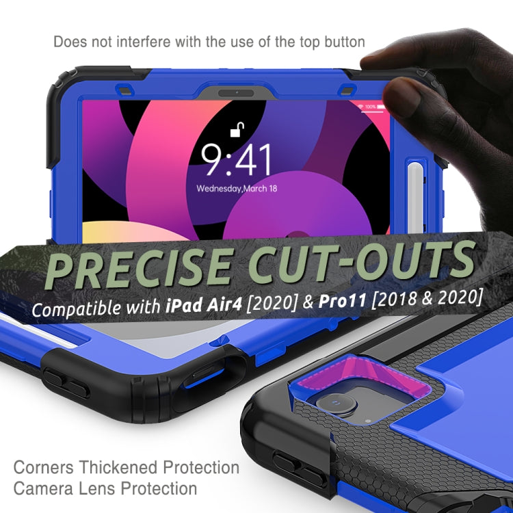 Shockproof Colorful Silicone + PC Protective Case with Holder & Shoulder Strap & Hand Strap & Pen Slot For iPad Air 2022 / 2020 10.9