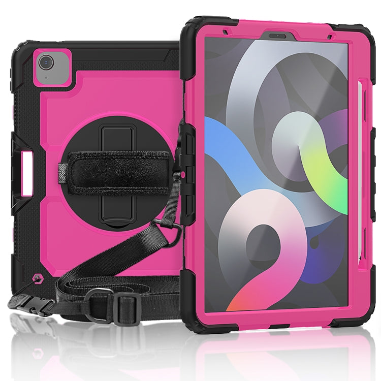 Shockproof Colorful Silicone + PC Protective Case with Holder & Shoulder Strap & Hand Strap & Pen Slot For iPad Air 2022 / 2020 10.9
