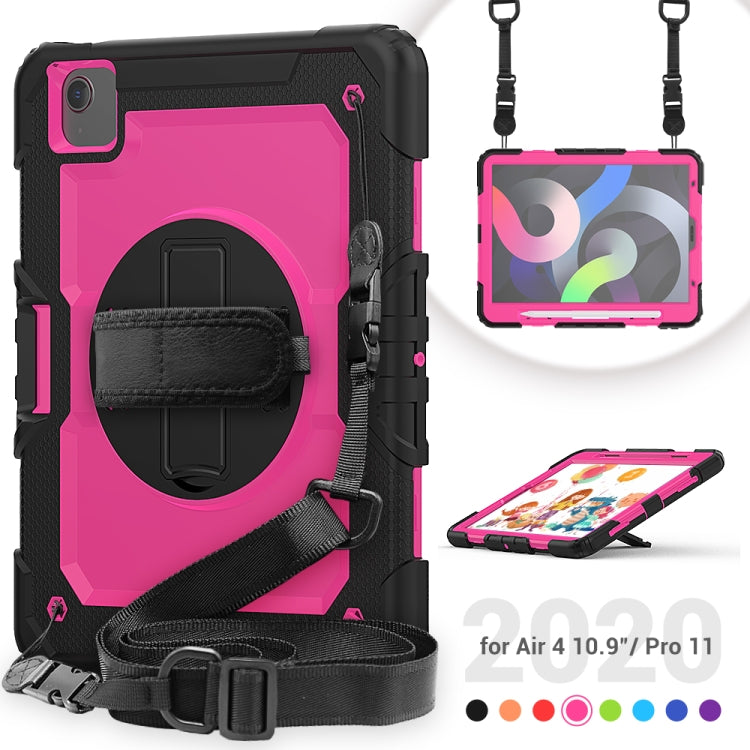 Shockproof Colorful Silicone + PC Protective Case with Holder & Shoulder Strap & Hand Strap & Pen Slot For iPad Air 2022 / 2020 10.9