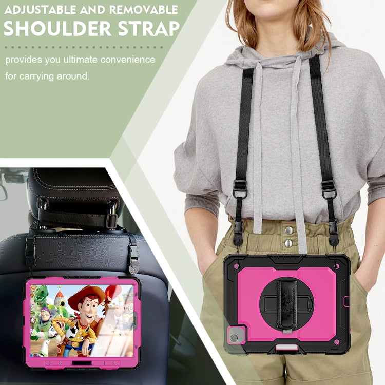 Shockproof Colorful Silicone + PC Protective Case with Holder & Shoulder Strap & Hand Strap & Pen Slot For iPad Air 2022 / 2020 10.9