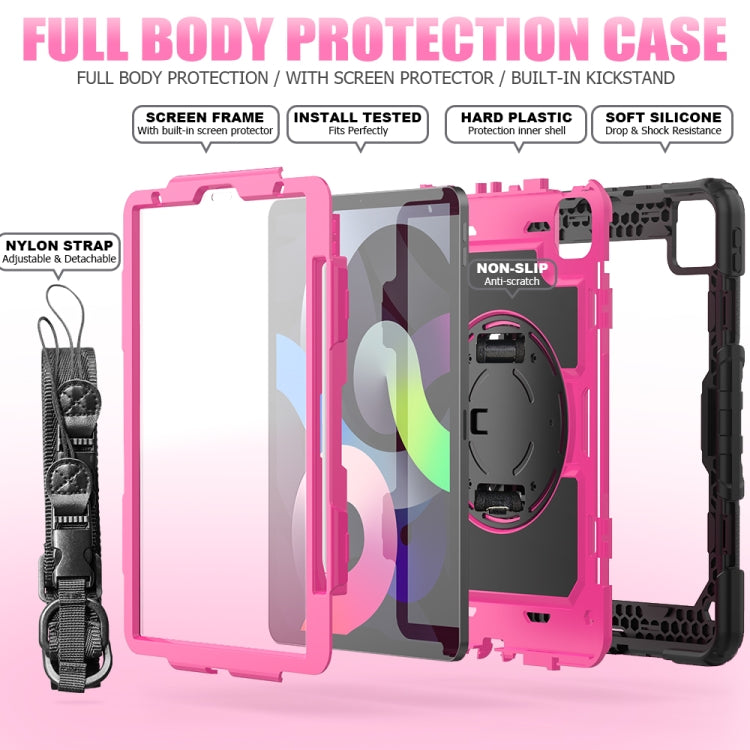 Shockproof Colorful Silicone + PC Protective Case with Holder & Shoulder Strap & Hand Strap & Pen Slot For iPad Air 2022 / 2020 10.9