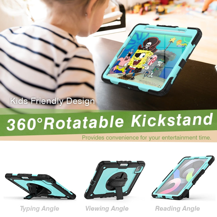 Shockproof Colorful Silicone + PC Protective Case with Holder & Shoulder Strap & Hand Strap & Pen Slot For iPad Air 2022 / 2020 10.9