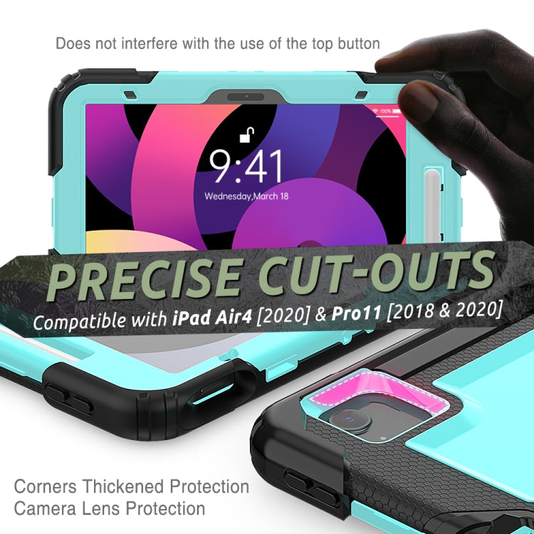 Shockproof Colorful Silicone + PC Protective Case with Holder & Shoulder Strap & Hand Strap & Pen Slot For iPad Air 2022 / 2020 10.9