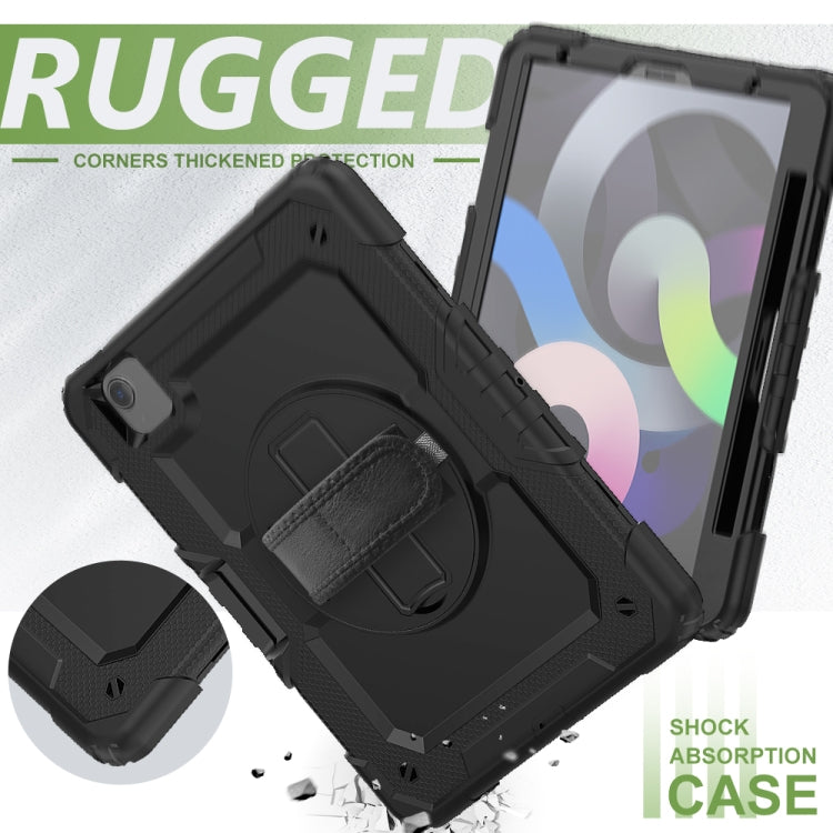 Shockproof Colorful Silicone + PC Protective Case with Holder & Shoulder Strap & Hand Strap & Pen Slot For iPad Air 2022 / 2020 10.9