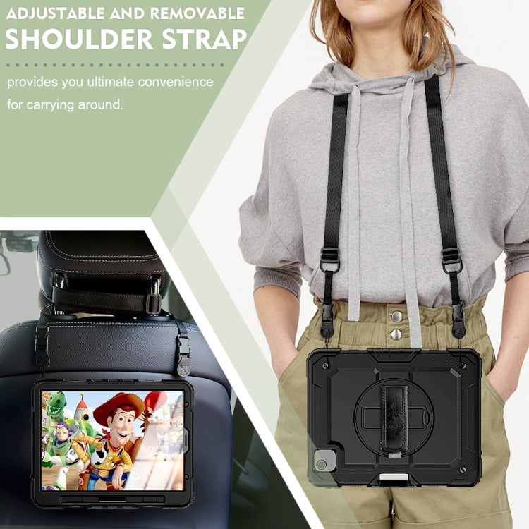 Shockproof Colorful Silicone + PC Protective Case with Holder & Shoulder Strap & Hand Strap & Pen Slot For iPad Air 2022 / 2020 10.9