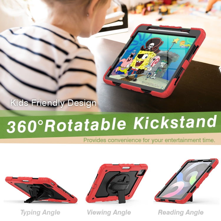 Shockproof Colorful Silicone + PC Protective Case with Holder & Shoulder Strap & Hand Strap & Pen Slot For iPad Air 2022 / 2020 10.9