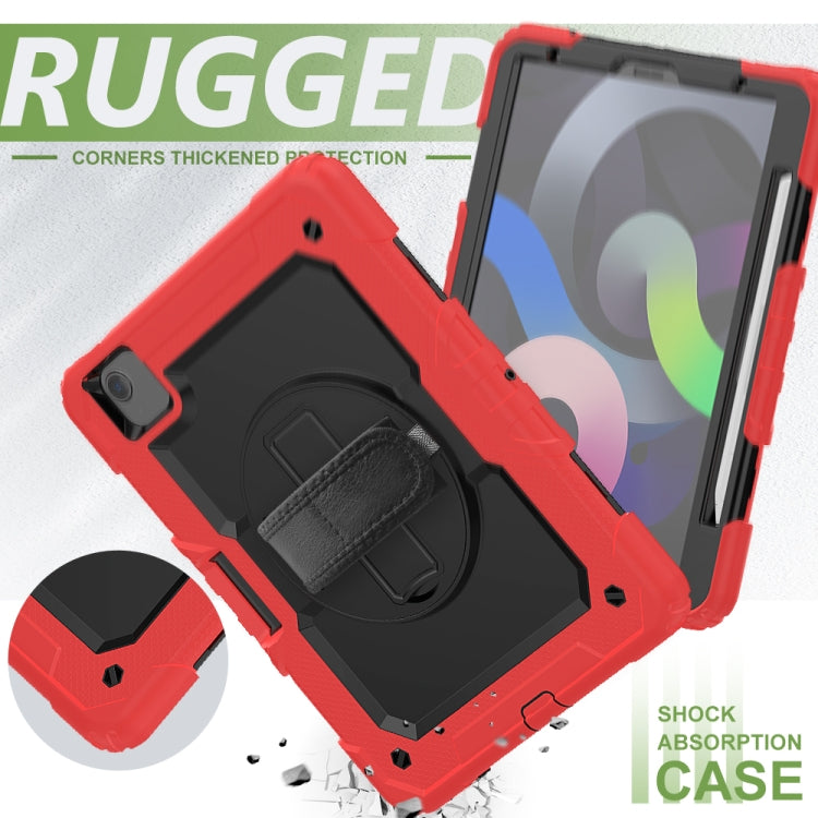 Shockproof Colorful Silicone + PC Protective Case with Holder & Shoulder Strap & Hand Strap & Pen Slot For iPad Air 2022 / 2020 10.9