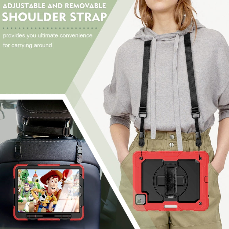 Shockproof Colorful Silicone + PC Protective Case with Holder & Shoulder Strap & Hand Strap & Pen Slot For iPad Air 2022 / 2020 10.9