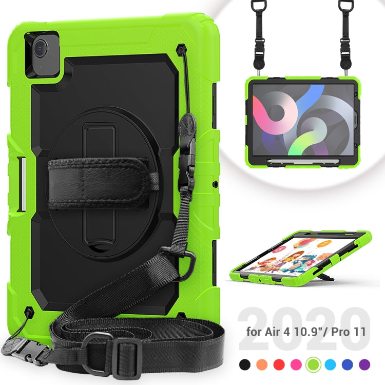 Shockproof Colorful Silicone + PC Protective Case with Holder & Shoulder Strap & Hand Strap & Pen Slot For iPad Air 2022 / 2020 10.9