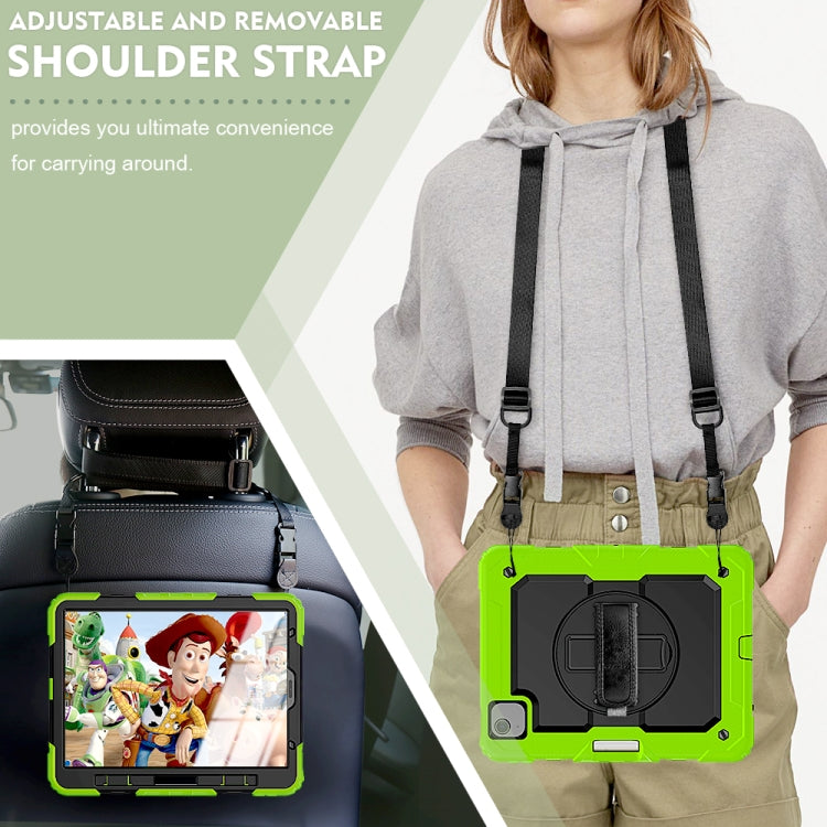Shockproof Colorful Silicone + PC Protective Case with Holder & Shoulder Strap & Hand Strap & Pen Slot For iPad Air 2022 / 2020 10.9