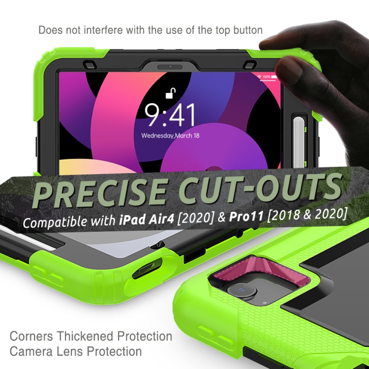 Shockproof Colorful Silicone + PC Protective Case with Holder & Shoulder Strap & Hand Strap & Pen Slot For iPad Air 2022 / 2020 10.9