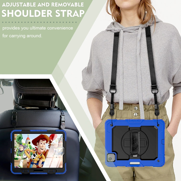 Shockproof Colorful Silicone + PC Protective Case with Holder & Shoulder Strap & Hand Strap & Pen Slot For iPad Air 2022 / 2020 10.9
