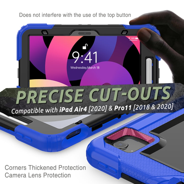 Shockproof Colorful Silicone + PC Protective Case with Holder & Shoulder Strap & Hand Strap & Pen Slot For iPad Air 2022 / 2020 10.9
