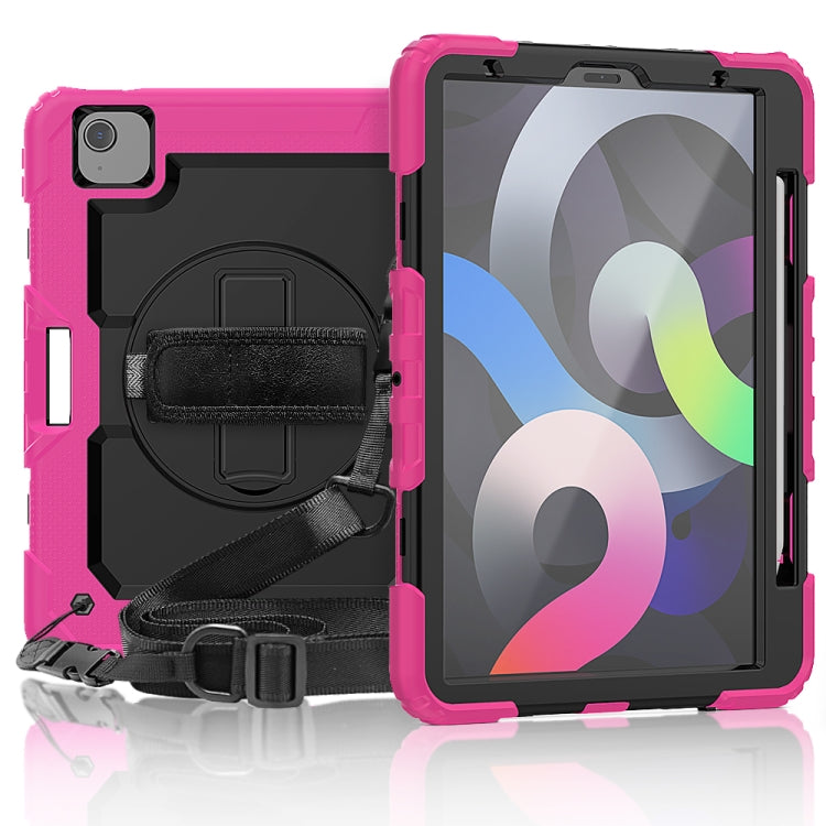 Shockproof Colorful Silicone + PC Protective Case with Holder & Shoulder Strap & Hand Strap & Pen Slot For iPad Air 2022 / 2020 10.9