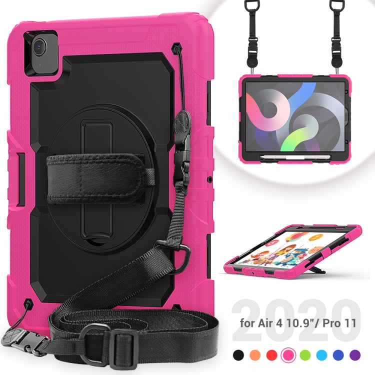 Shockproof Colorful Silicone + PC Protective Case with Holder & Shoulder Strap & Hand Strap & Pen Slot For iPad Air 2022 / 2020 10.9