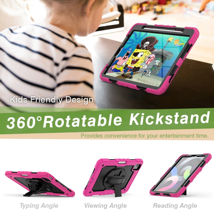 Shockproof Colorful Silicone + PC Protective Case with Holder & Shoulder Strap & Hand Strap & Pen Slot For iPad Air 2022 / 2020 10.9