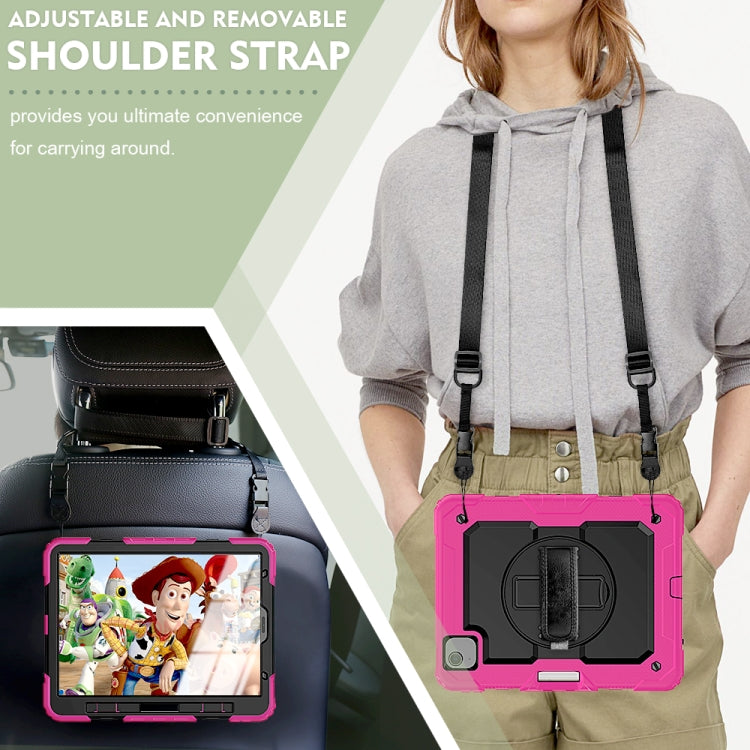 Shockproof Colorful Silicone + PC Protective Case with Holder & Shoulder Strap & Hand Strap & Pen Slot For iPad Air 2022 / 2020 10.9