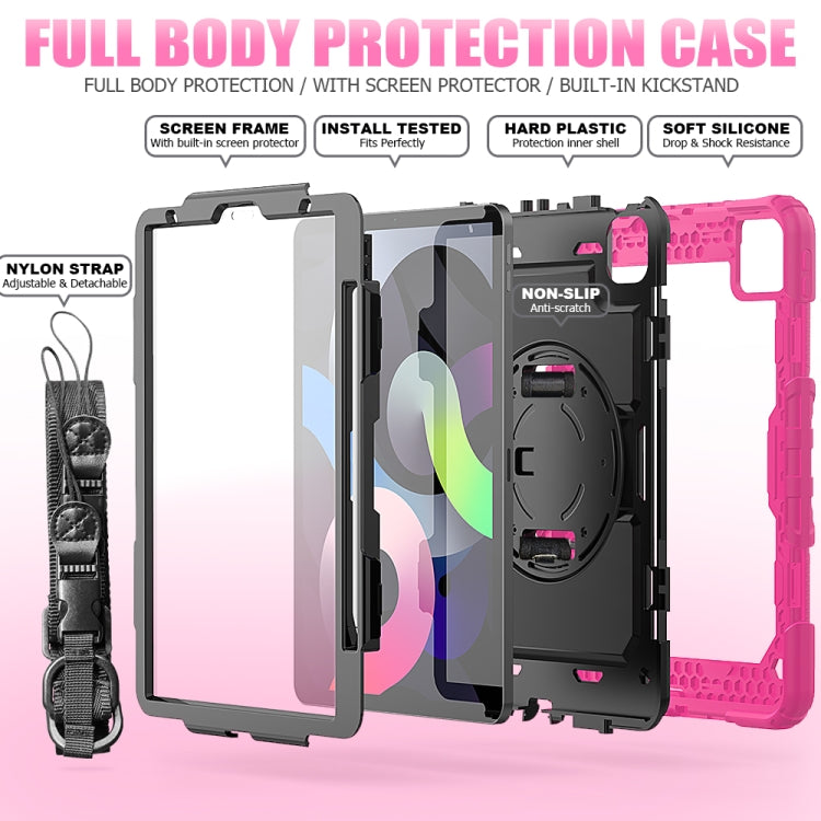 Shockproof Colorful Silicone + PC Protective Case with Holder & Shoulder Strap & Hand Strap & Pen Slot For iPad Air 2022 / 2020 10.9